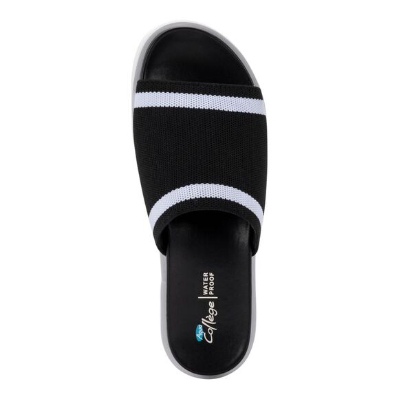 AQUA COLLEGE Womens Black Katalina Round Toe Slide Sandals Shoes 7.5 M